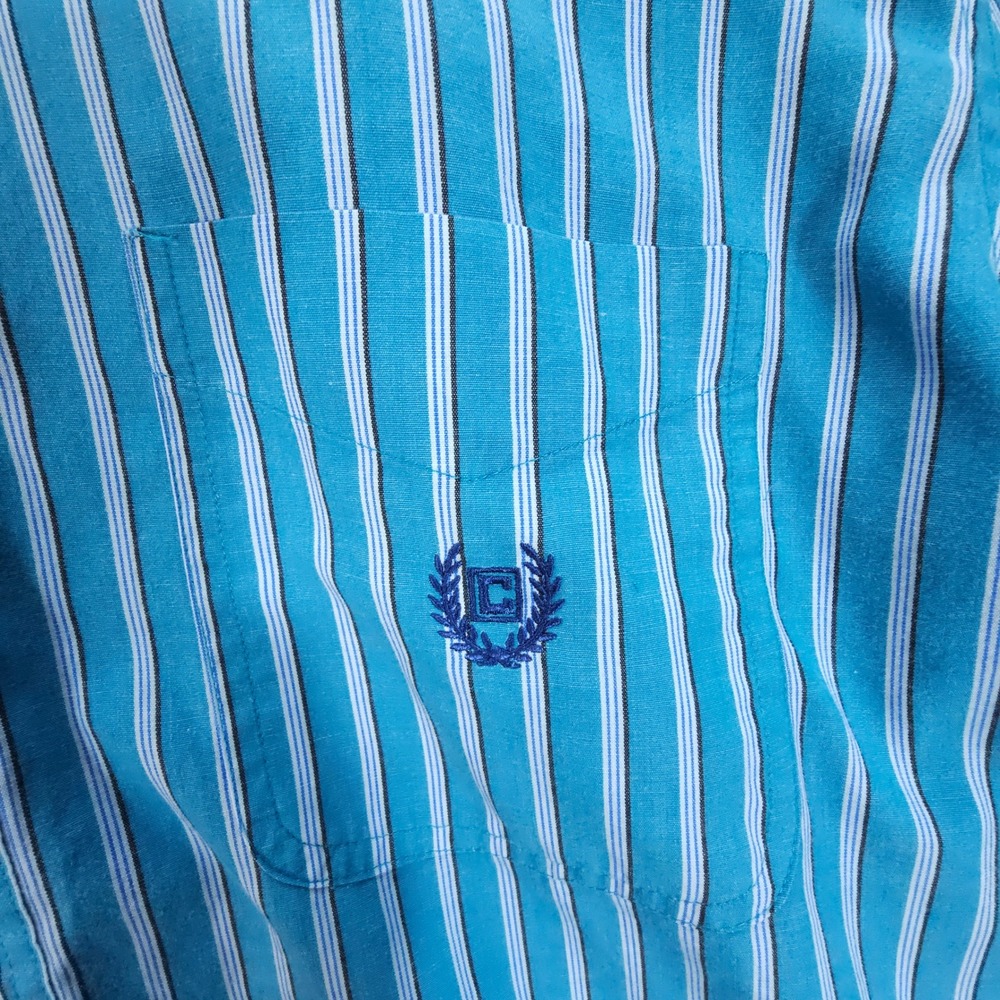 Chaps Shirt Mens Large Blue Y2K Striped Long Sleeve Button Down Easy Care L - Picture 3 of 7
